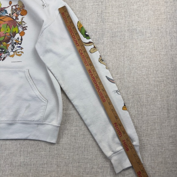 Vintage Space Jam Looney Tunes Hoodie White Cartoon Movie Pullover Men's S - Picture 8 of 16